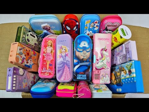 BOX Full of Geometry box & Pencil Box💖Spiderman, Unicorn, Frozen, Kuromi, Doraemon, Avengers