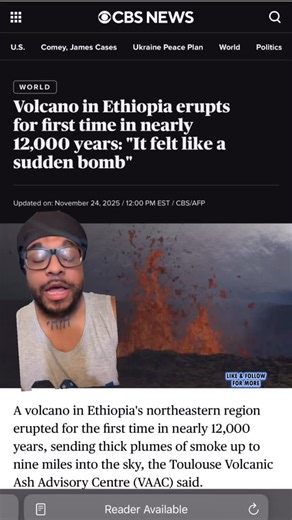 Volcano erupts for first time in 12000 years! #ethiopia #bibleprophecy #birthpains | William Tyrone Jackson II