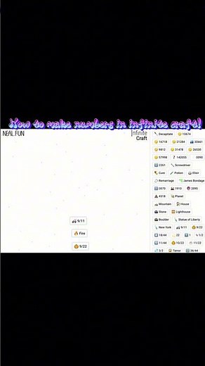 How to make numbers in infinite crafts!