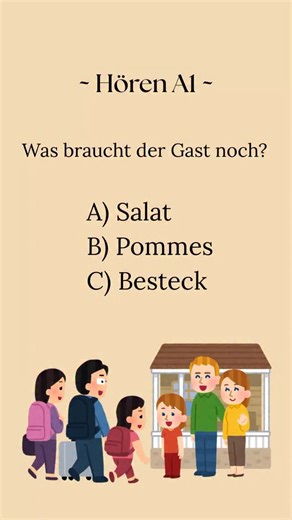 Learn German With Phrases on Instagram: "🎧 Another A1 Hören practice! Let’s test your German listening skills 👀 Comment your answers below ⬇️ . . . . . . . . . . . #LearnGerman #GermanA1 #GoetheA1 #Deutschlernen #GermanListening #A1Hören #GermanReel #fyp #GermanForBeginners #DeutschA1"