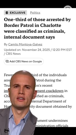 47K views · 2K reactions | EXCLUSIVE: An internal government document obtained by CBS News indicates fewer than one-third of the individuals arrested by Border Patrol during its recent immigration crackdown in Charlotte were classified as criminals, undercutting Trump administration claims about “Operation Charlotte’s Web.” https://cbsn.ws/4rkanQ6 | CBS News | Facebook