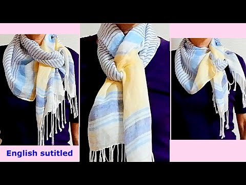 ♡解説付！リネン夏【ストールの巻き方】ミラノ巻きを４アレンジ how to wear summer long scarves Milan winding 4 styles with English