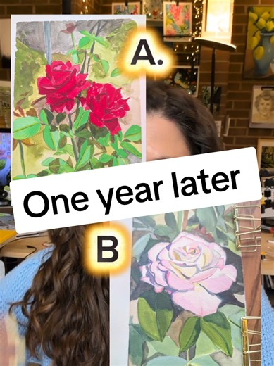 with spring right around the corner I thought I would focus on flowers this week. I am showing a piece I did last year versus a piece I did this year. I don't know why flowers are so hard for me.