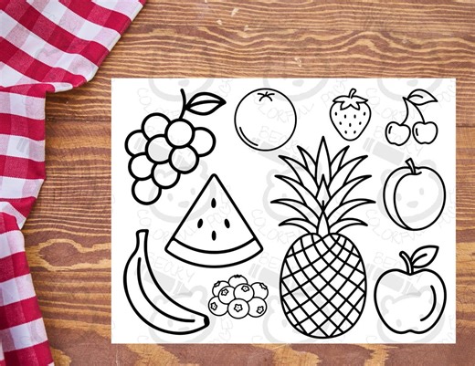 Easy and Fun Food-themed Kids Coloring Pages | Ages 4-7 | PDF Download - Etsy