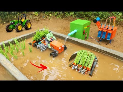 DIY mini Tractor Electric Water pump | Rice Farming | Paddy Transplanter | Science project