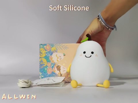 ALLWIN Pear Night Light for Kids Silicone Cute Lamp for Nightstand Dimmable Night Lamp for Bedroom Nursery Pear Lamp for Baby Fruit Nightlight for Boys and Girls Kawaii Bedside Lamp for Kids Room