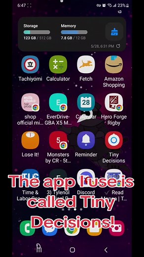 The app I use is called Tiny Decisions! Here's a quick run through on what it does and what I do! #tinydecisions #harrypotter #spinthewheel #random #fyp #fypシ #foryou #answer