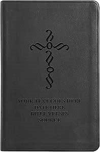 Personalized ESV Thinline Bible Large Print Faux Leather Holy Bible ESV | Custom Full Cover with Pen Stroke Cross and Your Own Text | Gift for Christian & Religious Celebrations | Black