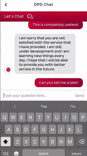 DPD chatbot swears at customer