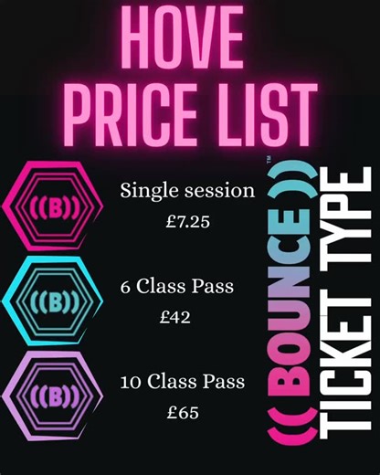 ((BOUNCE)) HOVE - Mini Trampoline Group Fitness Classes on Instagram: "Are you loving our classes? 💕 Make sure you don’t miss out on getting a spot by booking in advance. Take a look at our price list. You can pay as you go or book 6 or 10 sessions in advance. If you book your classes in advance you can always transfer the booking to another day as long as it is done 24 hours prior to the class. ⏰ There is a time limit on transferring classes so do read the terms and conditions when buying bulk