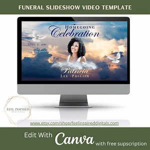 Sky Funeral Slideshow: Memorial Video Template (canva) - Etsy