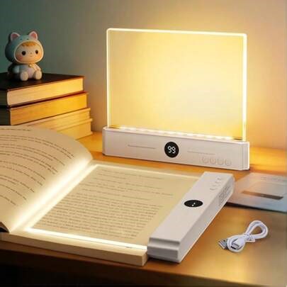 Rechargeable LED Flat Book Light, Suitable For Bedtime Reading, 3 Color Temperatures, Timer Function, 2026 Upgraded Dimmable Panel Book Light For Full Page Illumination, Gift For Book Lovers | SHEIN