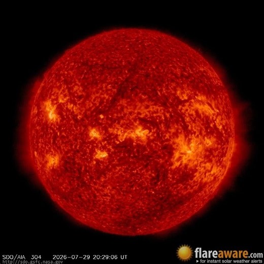 29 Jul - 30 Jul: 24 Hour Solar Activity (Earth Facing; Solar Storm, Sunspot, Solar Flare, CME)