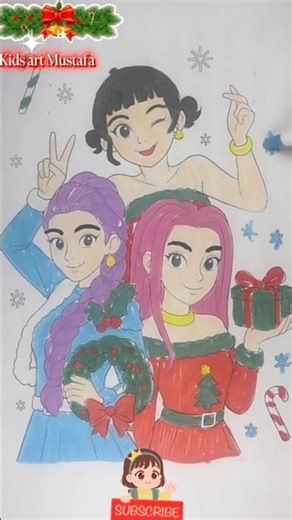 How to paint K-POP girls#drawing#art#artandcraft#easydrawing#drawingtutorial#cut#usa#satisfying#kpop