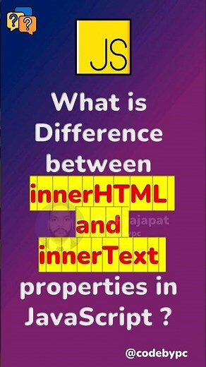 Difference between innerHTML and innerText properties in JavaScript #shorts #javascript