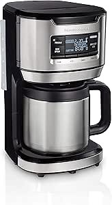 Hamilton Beach Programmable Front-Fill Coffee Maker with Thermal Carafe (46391), 12 Cup Capacity, Black and Stainless