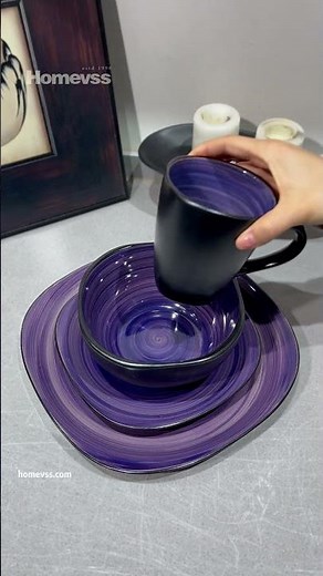 16pc stoneware square dinnerware set,hand painted glaze,set for 4,microwave oven and dishwasher safe