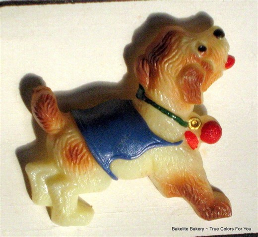 Celluloid Dog Brooch Pin Estate Jewelry Czechoslovakia Original Card Bakelite Era Early Century Art Deco Signed Blue Estate Molded Novelty - Etsy
