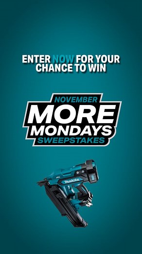 Makita More Mondays are back — and so is your chance to win! We’re giving away a new 18V LXT® 21º Full Round Head 3 1/2" Framing Nailer (XNB03) with a 5.0Ah LXT® Battery & Charger (BL1850BDC1). Want this to be yours? Then enter for a chance to win! ✅ Like this post ✅ Tag a friend who lives the Makita life ✅ Enter now via the link in bio (or post) Following us isn’t required to enter — but it is the best way to catch future giveaways, tool drops, and all things Makita before anyone else. Because 