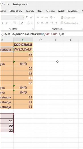 Funkcja JEŻELI.BŁĄD w Excelu – Jak ją wykorzystać? 💡 #excel #exceltips #kursexcel #spreadsheet