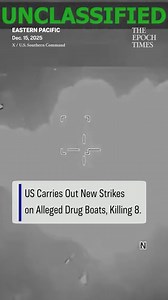 US Carries Out New Strikes on Alleged Drug Boats, Killing 8 In a statement, U.S. Southern Command said that the vessels were operated by cartels which have been designated as terrorist groups by the administration. | The Epoch Times
