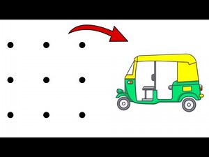 Auto Rickshaw रिक्षा Drawing चित्र From 9 Dots डॉट्स से आसानीसे बनाना सिंखे | Dots Drawing