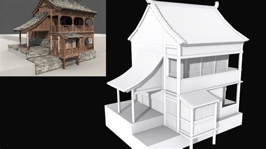 【3dmax场景建模】古代建筑建模全流程制作，适合初学者的3dmax入门建模案例！