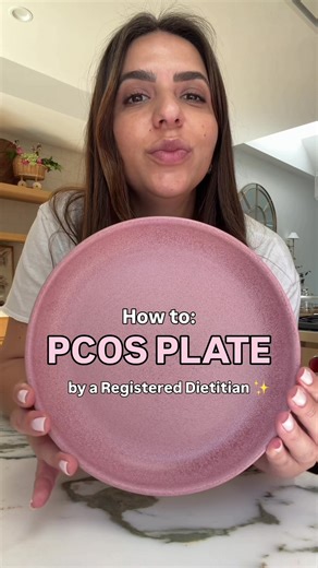As a registered dietitian, learning to plate my meals this way for PCOS has helped me manage my insulin resistance, cravings, fatigue, and weight loss sustainably and naturally over the years! #pcos #pcosweightloss #pcosproblems #pcosawareness #pcoswarrior