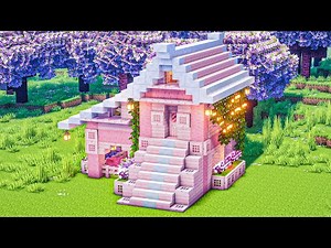Easy Minecraft Cherry Survival House Tutorial with Staircase Entrance