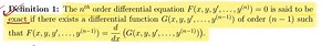 Definition of exact nth order differential equationThe nth or... | Filo