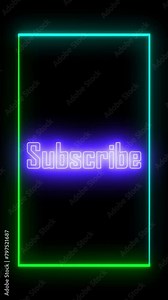 Live Streaming Overlay Subscribe text Animation On Air Neon Glow Sign animation on Black Background Overlay OBS or Streamlabs Studio hi-tech overlay for streamers. Features transparent section 4K