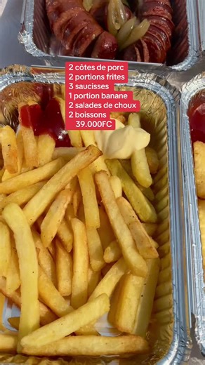 Chez Rapide Food, savourez notre combo spécial à seulement 39.000 FC ! 😍🔥 🍖 2 côtes de porc bien grillées 🍟 2 portions de frites croustillantes 🍌 1 portion de bananes plantains dorées 🌭 3 savoureuses saucisses 🥗 2 salades fraîches 🥤 2 boissons offertes Un repas généreux pour deux… ou pour les vrais gourmands ! 😋 👉 Le tout à 39.000 FC seulement chez Rapide Food ! 📞 Commande au 243 970 085 077 et régale-toi bien ! 😋 #RapideFood #CôtesDePorc #Frites #Saucisse #Banane #MenuComplet #Bonne