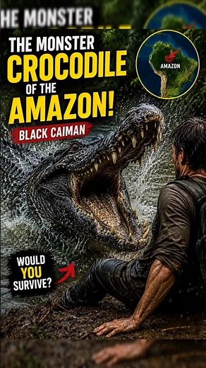 The Black Caiman: Amazon's Deadliest River Monster! 🐊😱 #dangerousadventures #caiman #amazon