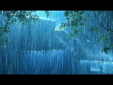 Immerse Yourself in Deep Sleep with Heavy Rain & Thunder Growl on Tin Top in Dark Forest