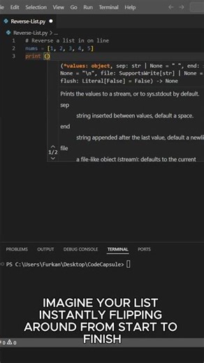👉 Reverse a List in Python in One Line | CodeCapsule Day-1 💊