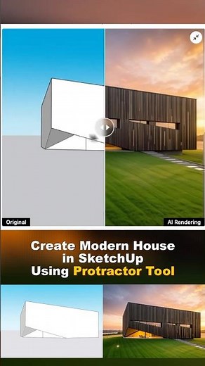How to Use the Protractor Tool in SketchUp to Model a Modern House #sketchuptutorial #rerenderai