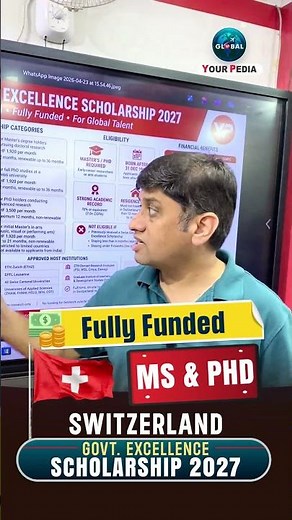 Swiss Govt Excellence Scholarship 2027 🇨🇭 Fully Funded MS & PhD Abroad Apply Before August