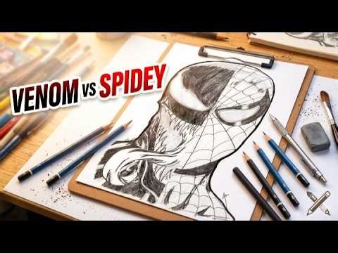 Venom vs Spiderman Drawing✏️🔥| Pencil Art