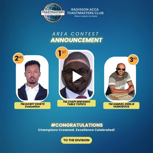 #toastmastersinternational #districtexcellence #areacontest #championscrowned #speakleadinspire #roadtodivision | Radisson ACCA Toastmasters Club