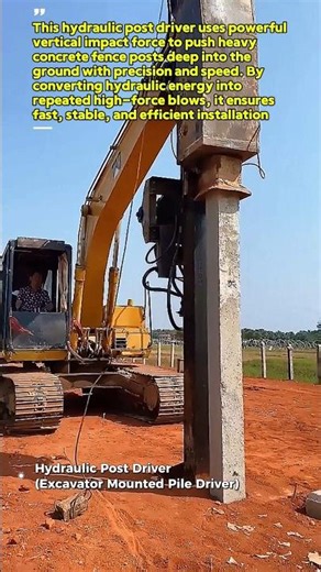 Insane Excavator Fence Post Driver in Action! Watch This Hydraulic Hammer Power Through Concrete!