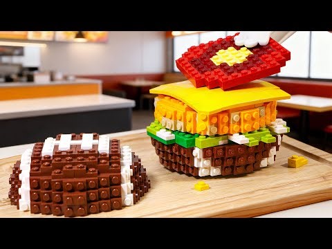 Epic Game Day Rugly Burger 🍔 | LEGO IRL Cooking & ASMR