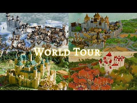 Complete CINEMATIC WORLD TOUR of my 5+ year medieval fantasy minecraft world (with distant horizons)