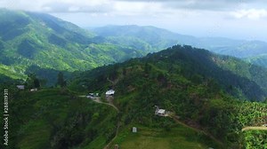 An aerial view of the Blue Mountains in Jamaica, looking towards Portland Parish and Saint Thomas parish. Stock Video