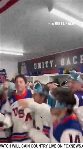 A TRUE AMERICAN CELEBRATION Will reacts to the locker room celebration after the USA Hockey Team wins GOLD 🏅 “It is so freaking… just red, white and blue. It’s so good.” 🇺🇸 | Will Cain