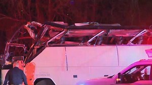 Charter bus strikes bridge overpass on Long Island, injuring 43