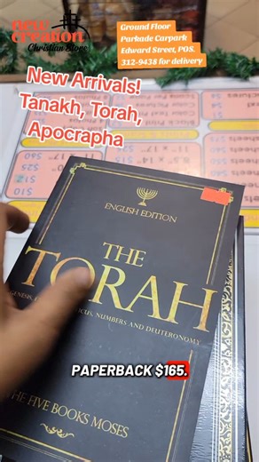 18 reactions · 9 comments | New book Arrivals! Tanakh, Torah, Hebrew Bible, Apocrapha. Ground Floor of the Parkade Carpark on Edward Street in POS 312-9438 for delivery. #bible #tanakh #torah #hebrew | The New Creation Store T&T | Facebook