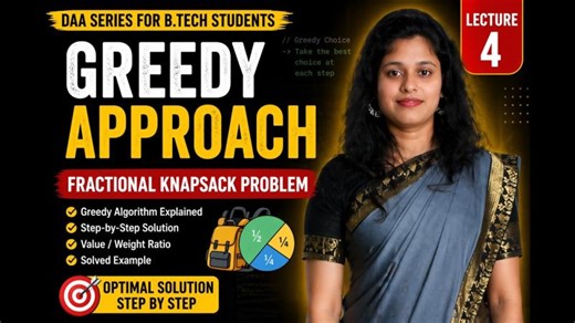 Greedy Algorithm Explained | Fractional Knapsack Problem | DAA Lecture 4 | B.Tech | Harapriya Kar