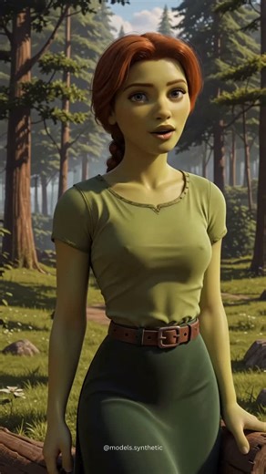 Synthetic Models™️ on Instagram: "Did you know Fiona from Shrek recently turned only half-ogre—her skin went green, she’s still hot, but now she’s secretly worried about health issues from ogre-human procreation? The change happened overnight. She woke up with flawless green skin, jawline sharper than ever, and that ogre glow everyone pretends not to notice. She actually likes the look—there’s something bold about it. Even the swamp crew gave her compliments, though Shrek just grunted and offere