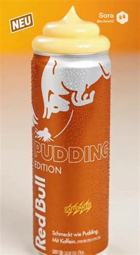 WERBUNG ⚠️ (Produkt im Video ist nicht 1:1 die echte Version) „Neuer **Red Bull Pudding Edition?!“ 🍮⚡ Sieht aus wie Pudding. Schmeckt wie Pudding. Aber mit Koffein. Cremig. Süß. Wach. …aber warte mal – das ist nur halb so wichtig. 😏 Die neuen Samyang Foods Buldak Sweet & Spicy Ramen 🍜🔥 kosten über meinen Link nur 33 Cent und schmecken unnormal lecker. #ai #sora #werbung #redbull #buldak