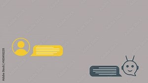 Real Time Text Messaging, Chat bubble animation on Gray background User to AI chatbot Online Conversation